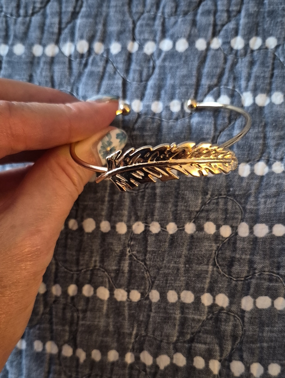 Gold Feather Cuff Bracelet - Women Jewelry.